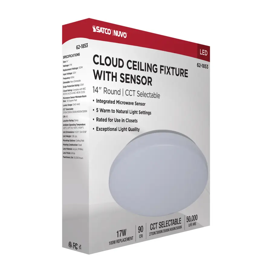 14" LED Cloud Flush Mount with Motion Sensor - Image 17