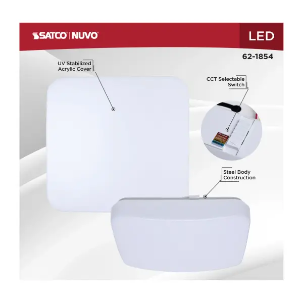 11" LED Cloud Square Flush Mount - White - Image 11
