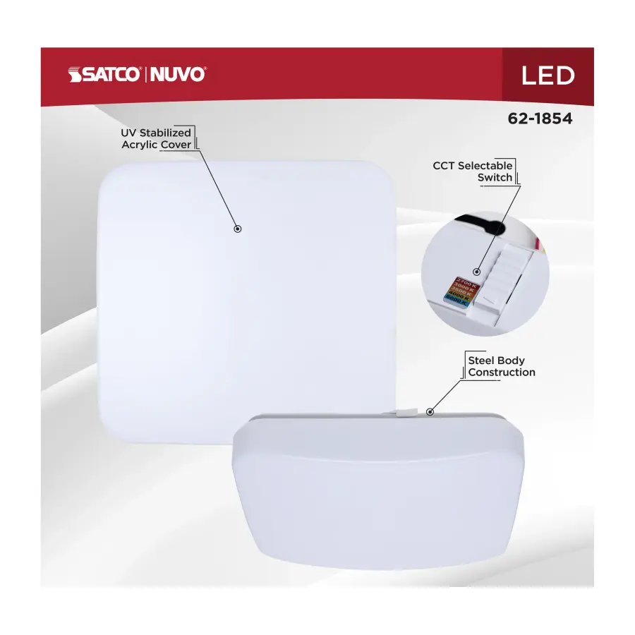11" LED Cloud Square Flush Mount - White - Image 11