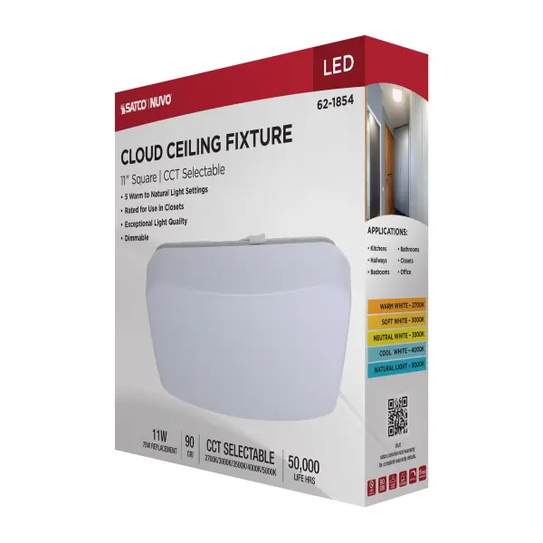 11" LED Cloud Square Flush Mount - White - Image 14