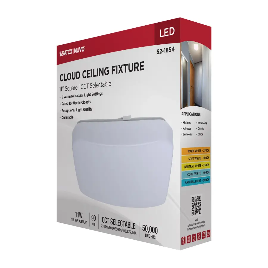 11" LED Cloud Square Flush Mount - White - Image 14