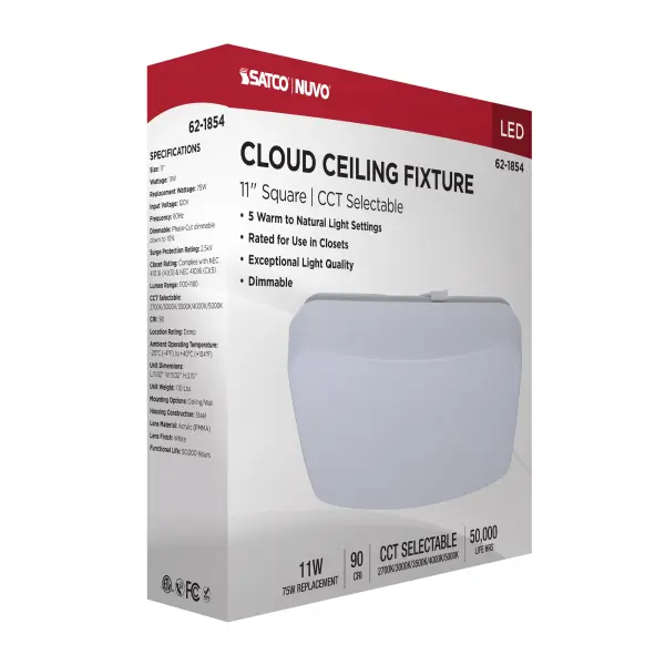 11" LED Cloud Square Flush Mount - White - Image 15