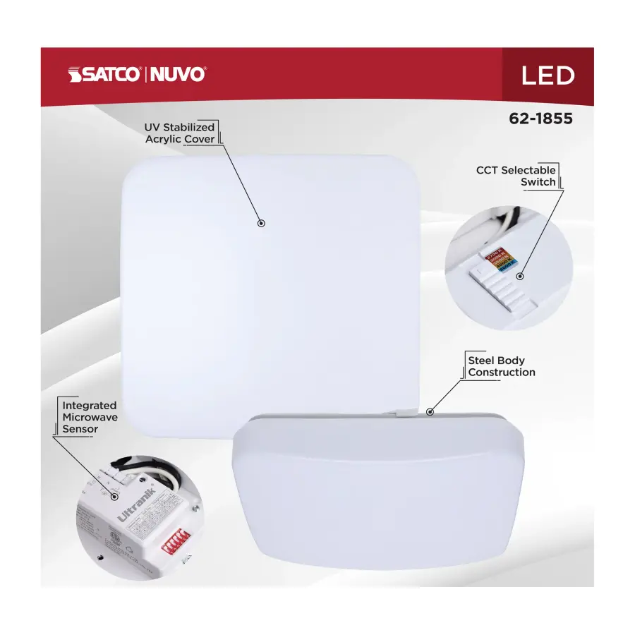 11" LED Cloud Flush Mount with Motion Sensor - White - Image 13