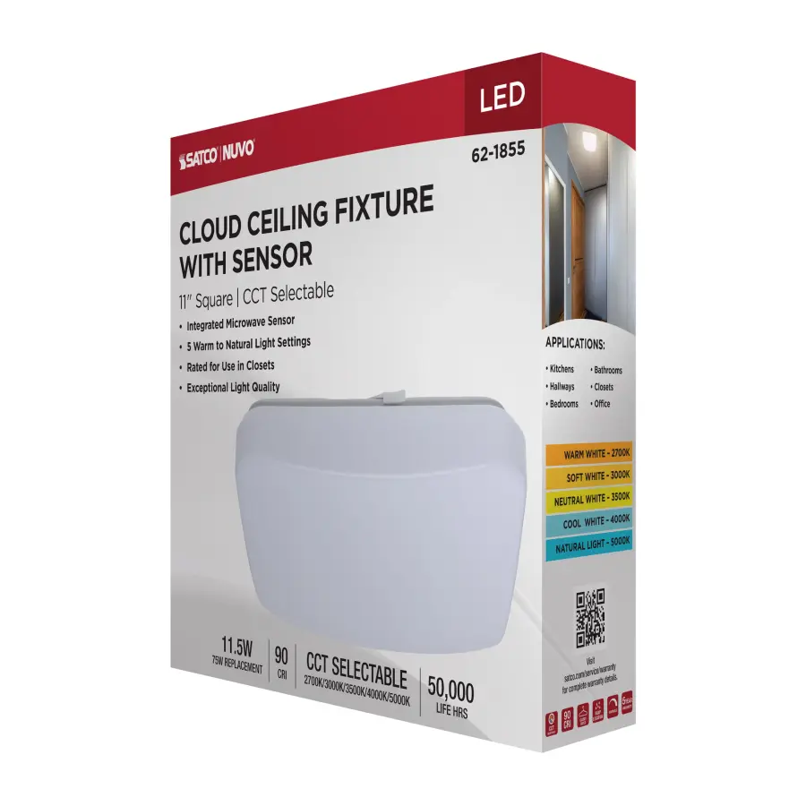 11" LED Cloud Flush Mount with Motion Sensor - White - Image 16
