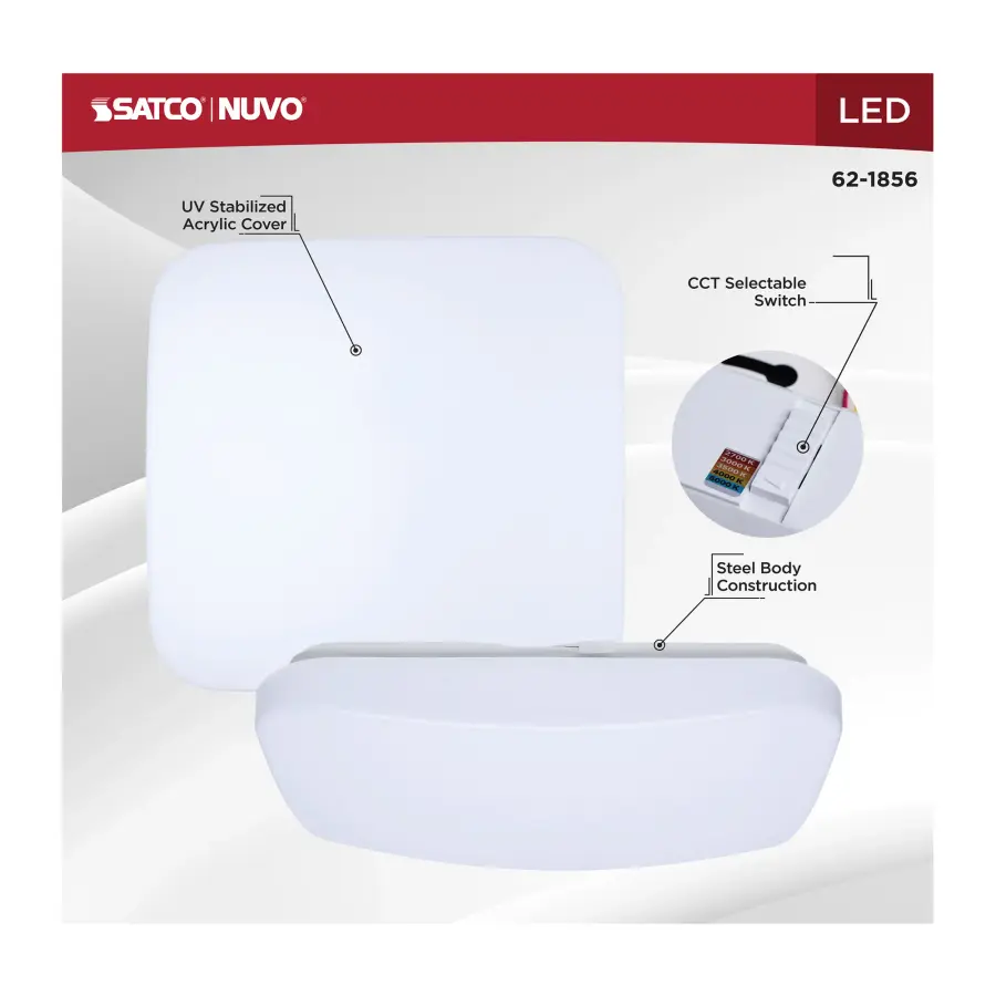 14" LED Cloud Square Flush Mount - White - Image 11