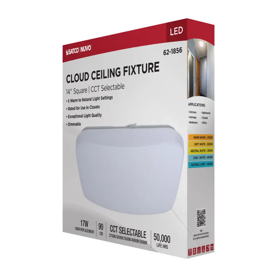 14" LED Cloud Square Flush Mount - White - Image 14