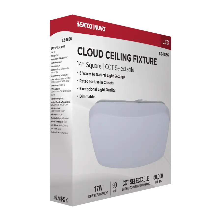 14" LED Cloud Square Flush Mount - White - Image 15