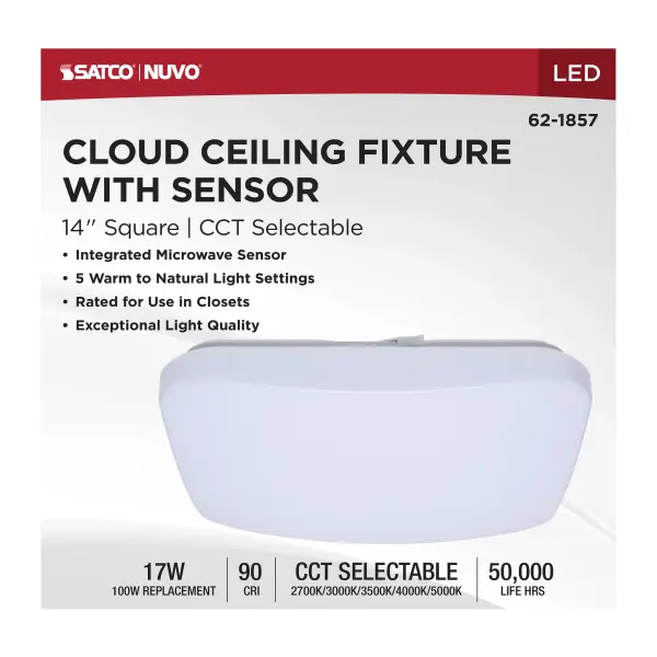 14" LED Cloud Flush Mount with Motion Sensor - Image 13