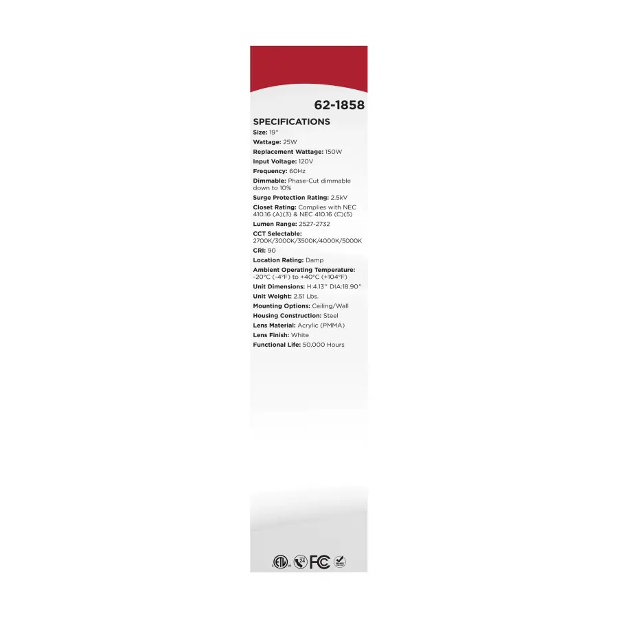 19" LED Cloud Flush Mount - CCT Selectable - Image 13