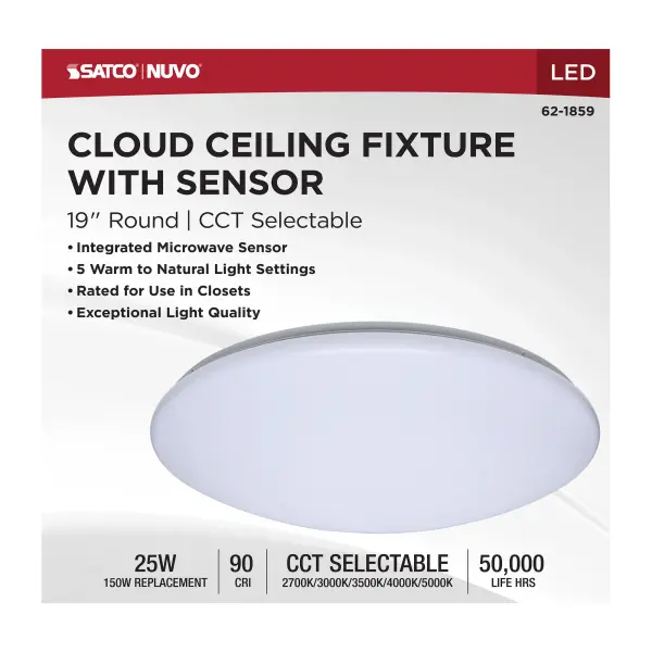 19" LED Cloud Flush Mount with Motion Sensor - Image 12