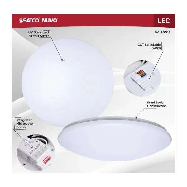 19" LED Cloud Flush Mount with Motion Sensor - Image 13