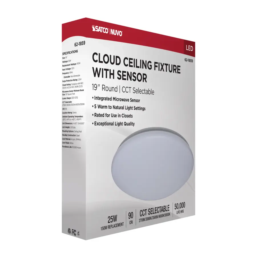 19" LED Cloud Flush Mount with Motion Sensor - Image 17