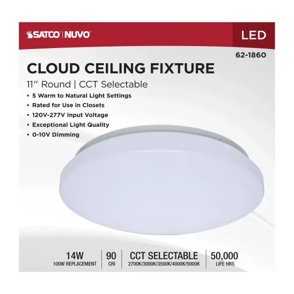 11" LED Cloud Flush Mount - CCT Selectable - Image 10