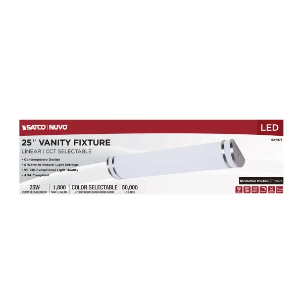 Glamour LED 25" Vanity Light in Brushed Nickel - Image 8