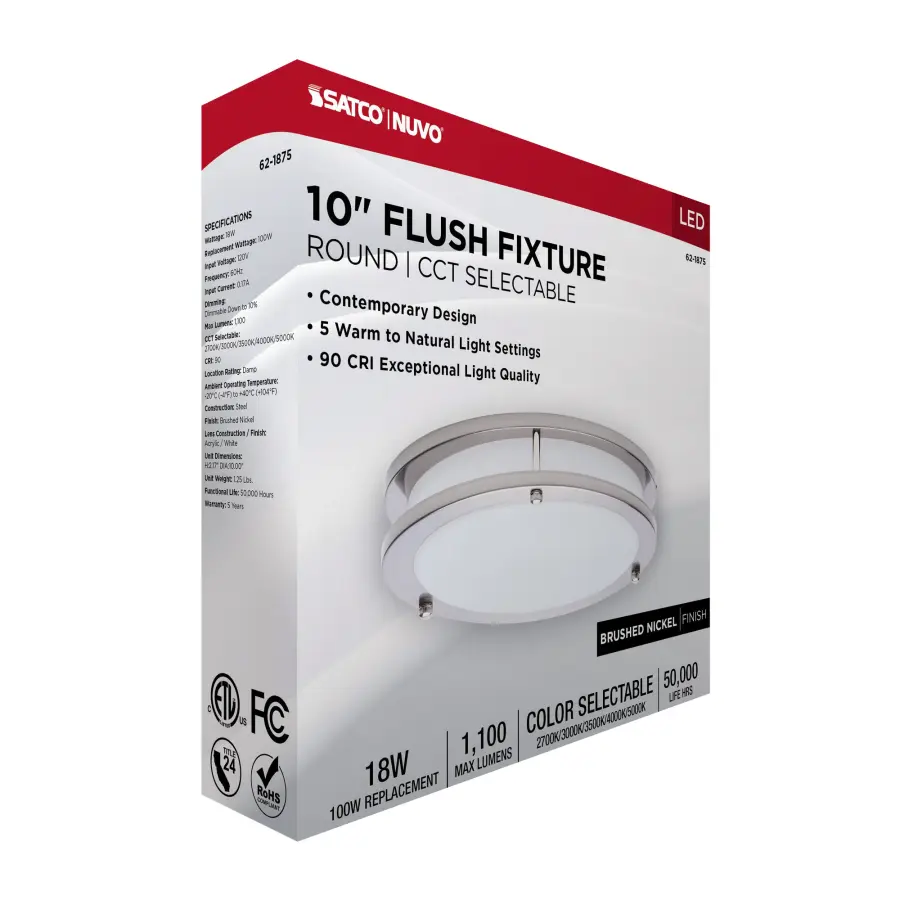 Glamour LED 10" Flush Mount in Brushed Nickel - Image 15