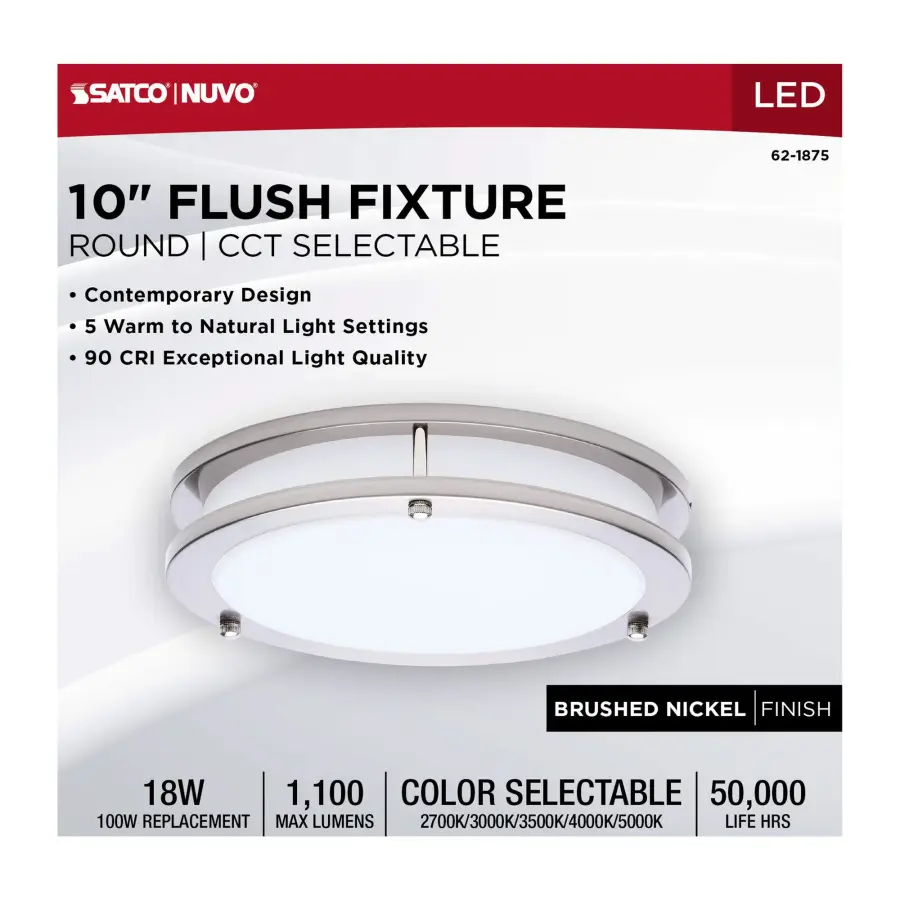 Glamour LED 10" Flush Mount in Brushed Nickel - Image 10