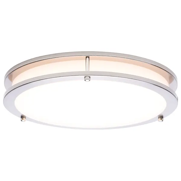 The Glamour LED flush mount combines sleek contemporary styling with practical 5-CCT selectable technology, allowing you to customize lighting from warm 2700K to cool 5000K. Perfect for low-ceiling spaces requiring efficient, long-lasting illumination. - alternate view