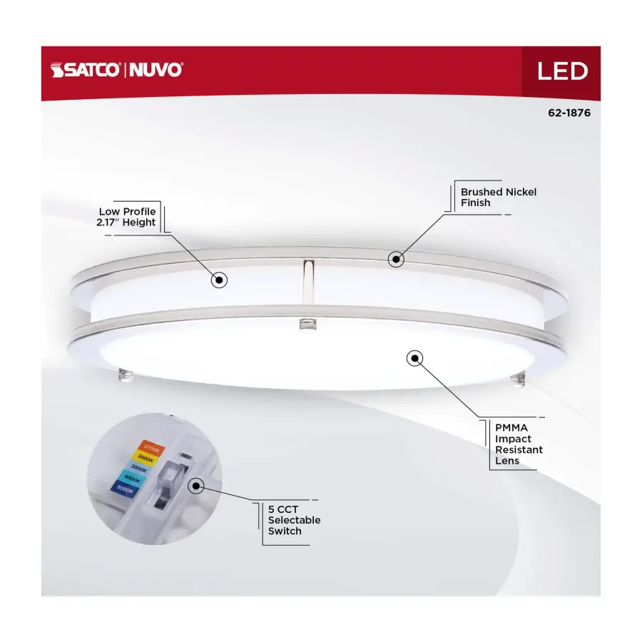 Glamour LED 13" Flush Mount in Brushed Nickel - Image 11