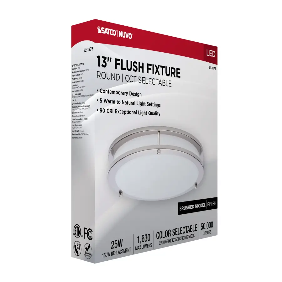 Glamour LED 13" Flush Mount in Brushed Nickel - Image 15