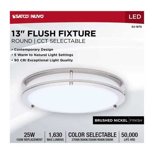 Glamour LED 13" Flush Mount in Brushed Nickel - Image 10