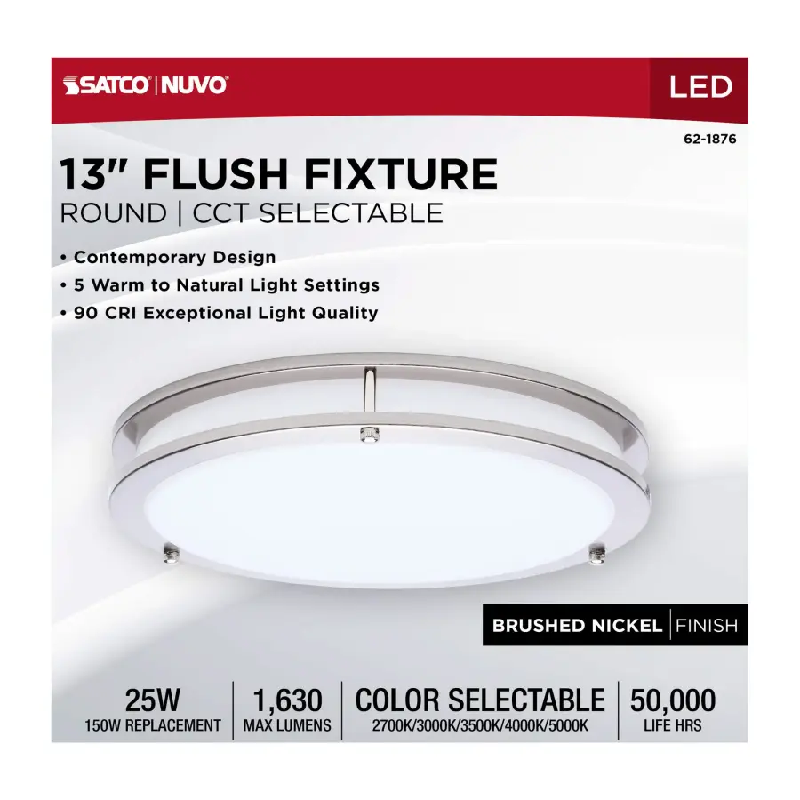 Glamour LED 13" Flush Mount in Brushed Nickel - Image 10