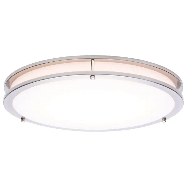 The Glamour LED flush mount combines sleek contemporary design with practical 5-CCT selectable technology, allowing you to customize lighting from warm 2700K to cool 5000K. Perfect for low-ceiling spaces requiring efficient, long-lasting illumination. - alternate view