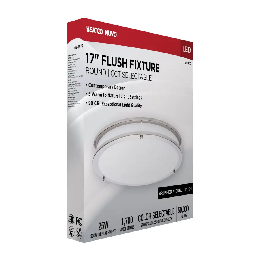 Glamour LED 17" Flush Mount in Brushed Nickel - Image 15