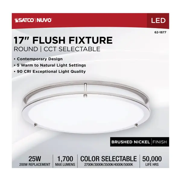 Glamour LED 17" Flush Mount in Brushed Nickel - Image 10