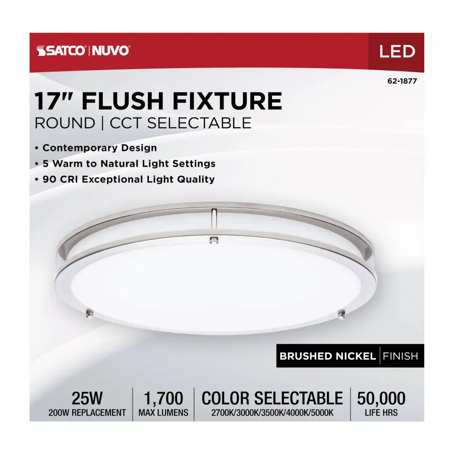 Glamour LED 17" Flush Mount in Brushed Nickel - Image 10