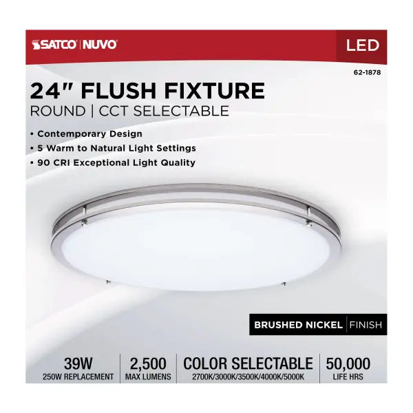 Glamour 24" LED Flush Mount in Brushed Nickel - Image 10