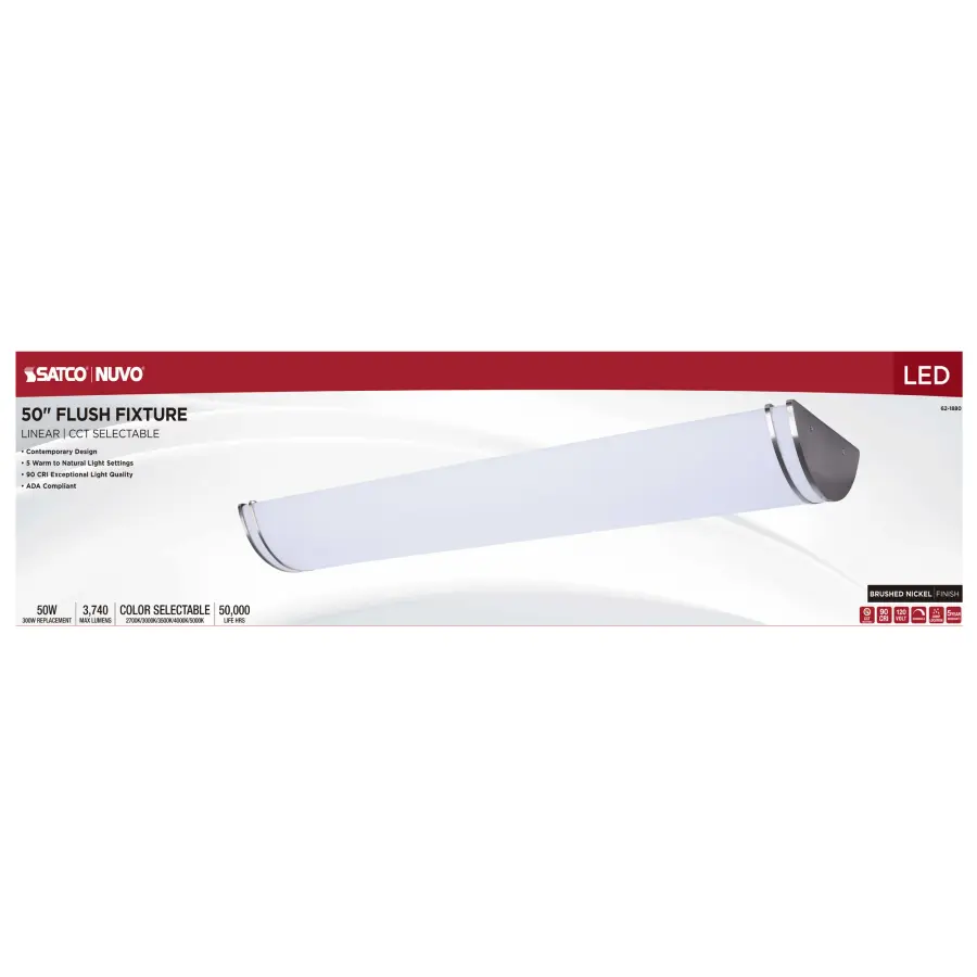 Glamour 50" LED Linear Flush Mount in Brushed Nickel - Image 8