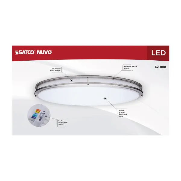 Glamour 32" Oval LED Flush Mount in Brushed Nickel - Image 11