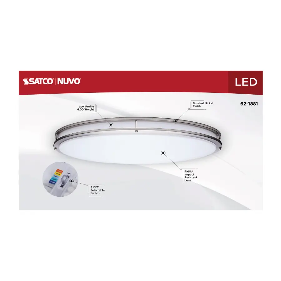 Glamour 32" Oval LED Flush Mount in Brushed Nickel - Image 11