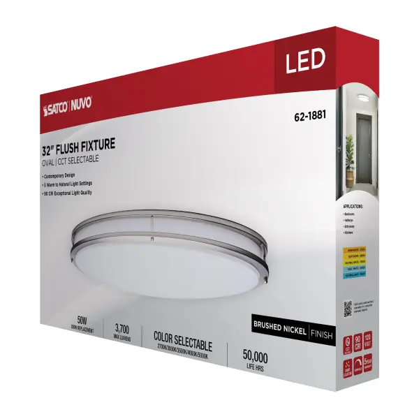 Glamour 32" Oval LED Flush Mount in Brushed Nickel - Image 14