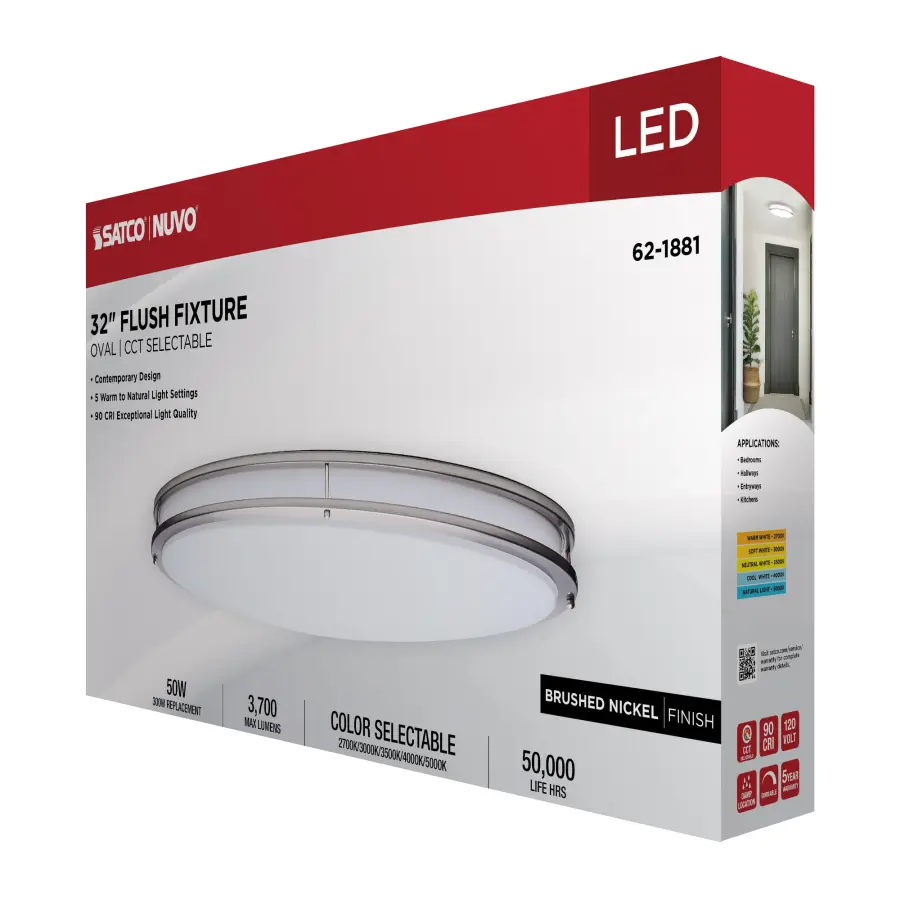 Glamour 32" Oval LED Flush Mount in Brushed Nickel - Image 14