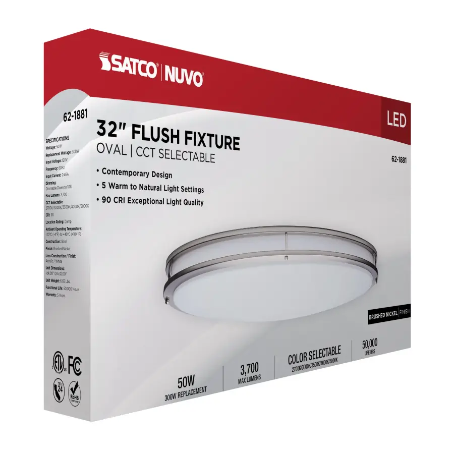 Glamour 32" Oval LED Flush Mount in Brushed Nickel - Image 15