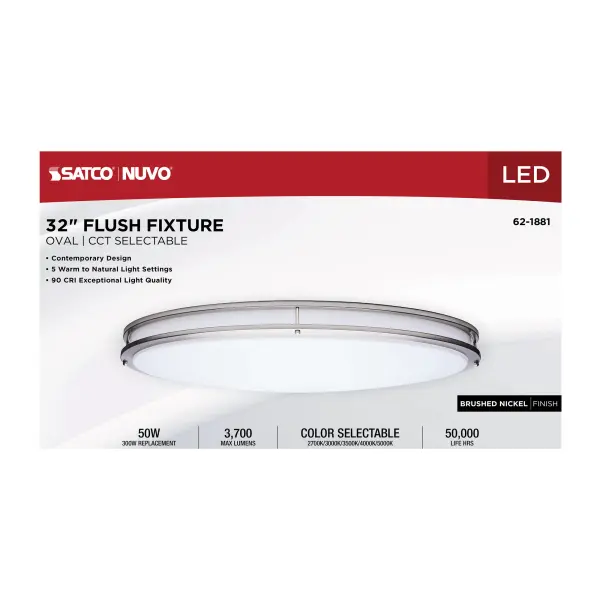 Glamour 32" Oval LED Flush Mount in Brushed Nickel - Image 10