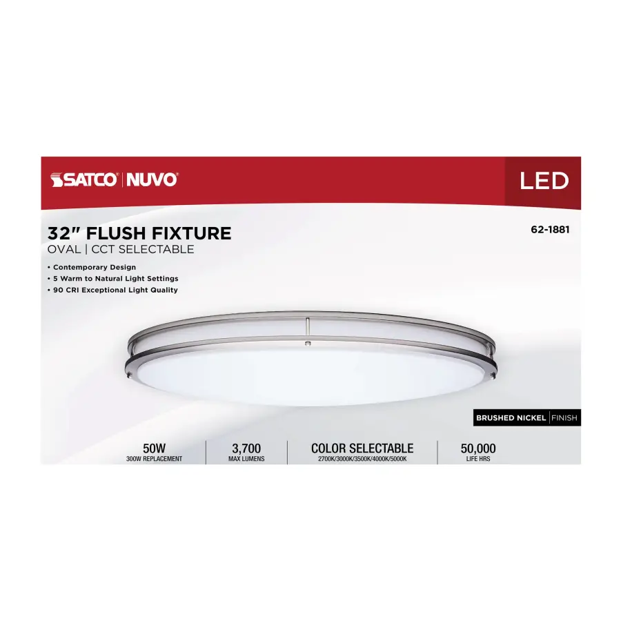 Glamour 32" Oval LED Flush Mount in Brushed Nickel - Image 10