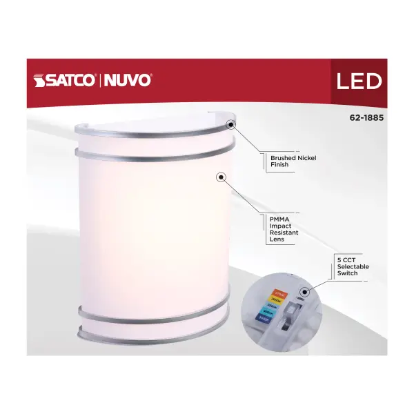 Glamour LED Wall Sconce - Brushed Nickel - Image 11