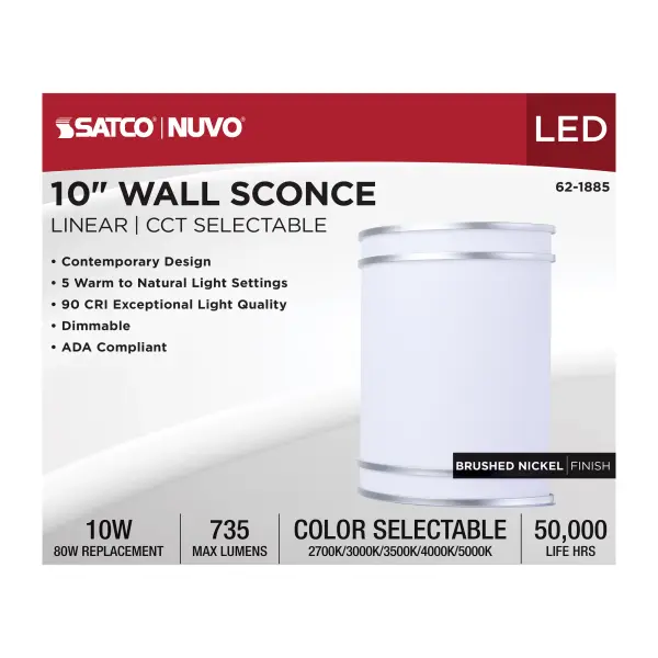 Glamour LED Wall Sconce - Brushed Nickel - Image 10