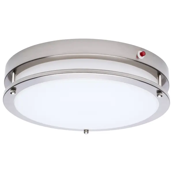 The Glamour LED flush mount combines safety and versatility with built-in emergency battery backup providing 90 minutes of illumination during outages. Features CCT selectable lighting (2700K-5000K) and high 90 CRI for quality light.