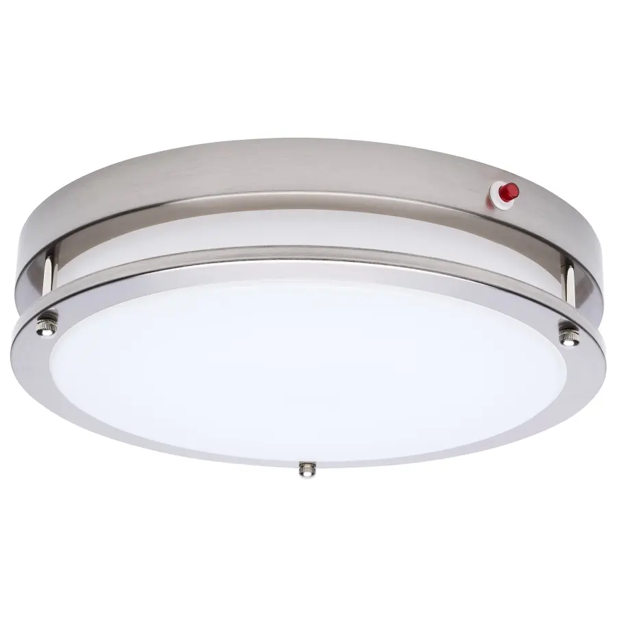 Glamour 13" LED Flush Mount with Emergency Battery - Brushed Nickel - Image 1