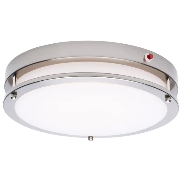The Glamour LED flush mount combines safety and versatility with built-in emergency battery backup providing 90 minutes of illumination during outages. Features CCT selectable lighting (2700K-5000K) and high 90 CRI for quality light. - alternate view
