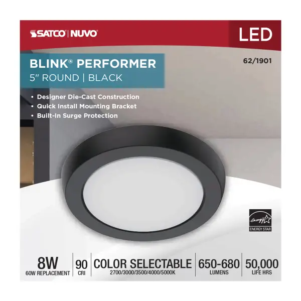 Blink Performer 5" Round LED Flush Mount in Black - Image 5