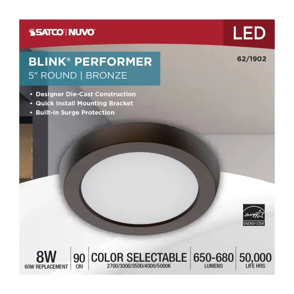 Blink Performer 5" Round LED Flush Mount in Bronze - Image 5