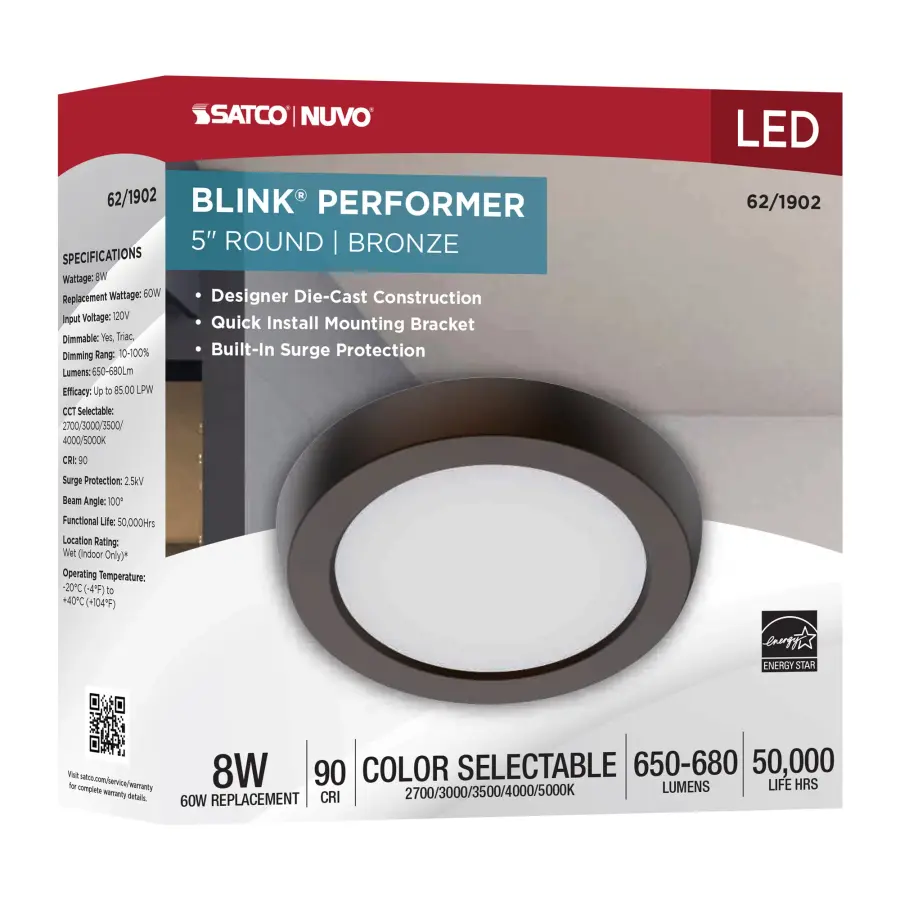 Blink Performer 5" Round LED Flush Mount in Bronze - Image 9