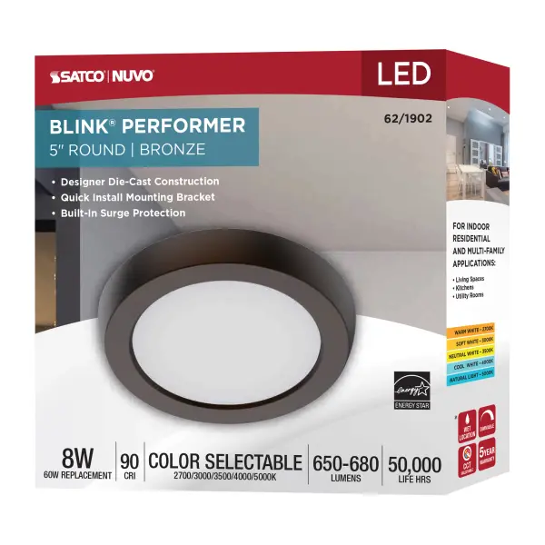 Blink Performer 5" Round LED Flush Mount in Bronze - Image 10