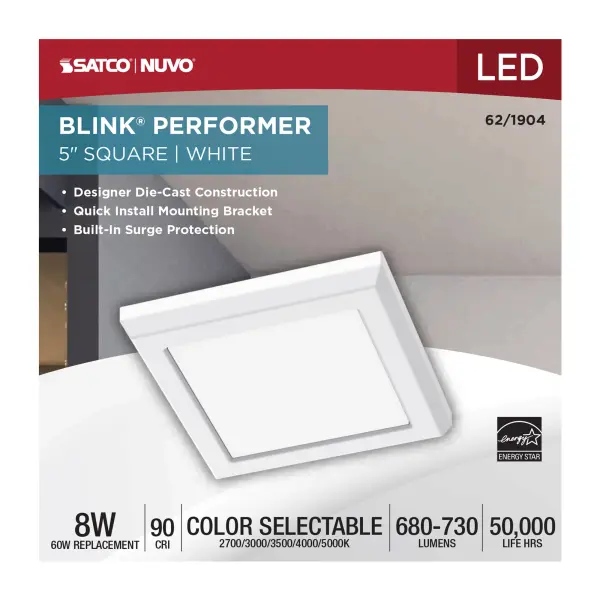 Blink Performer 5" Square LED Flush Mount - White - Image 5