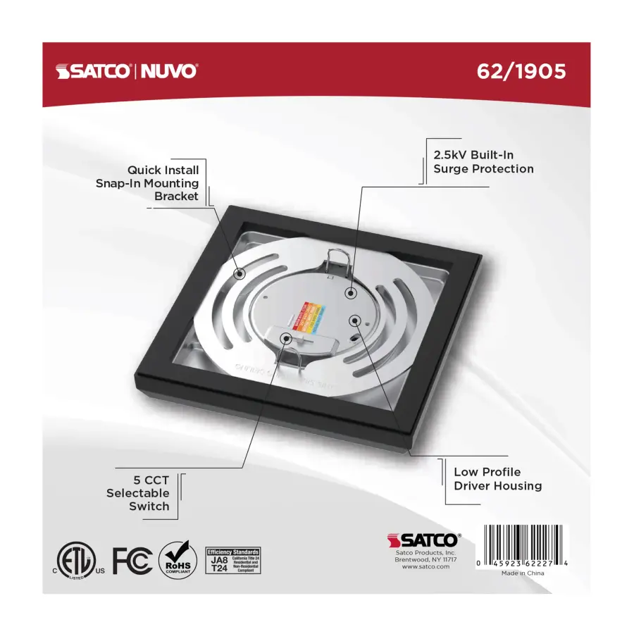 Blink Performer 5" Square LED Flush Mount in Black - Image 6