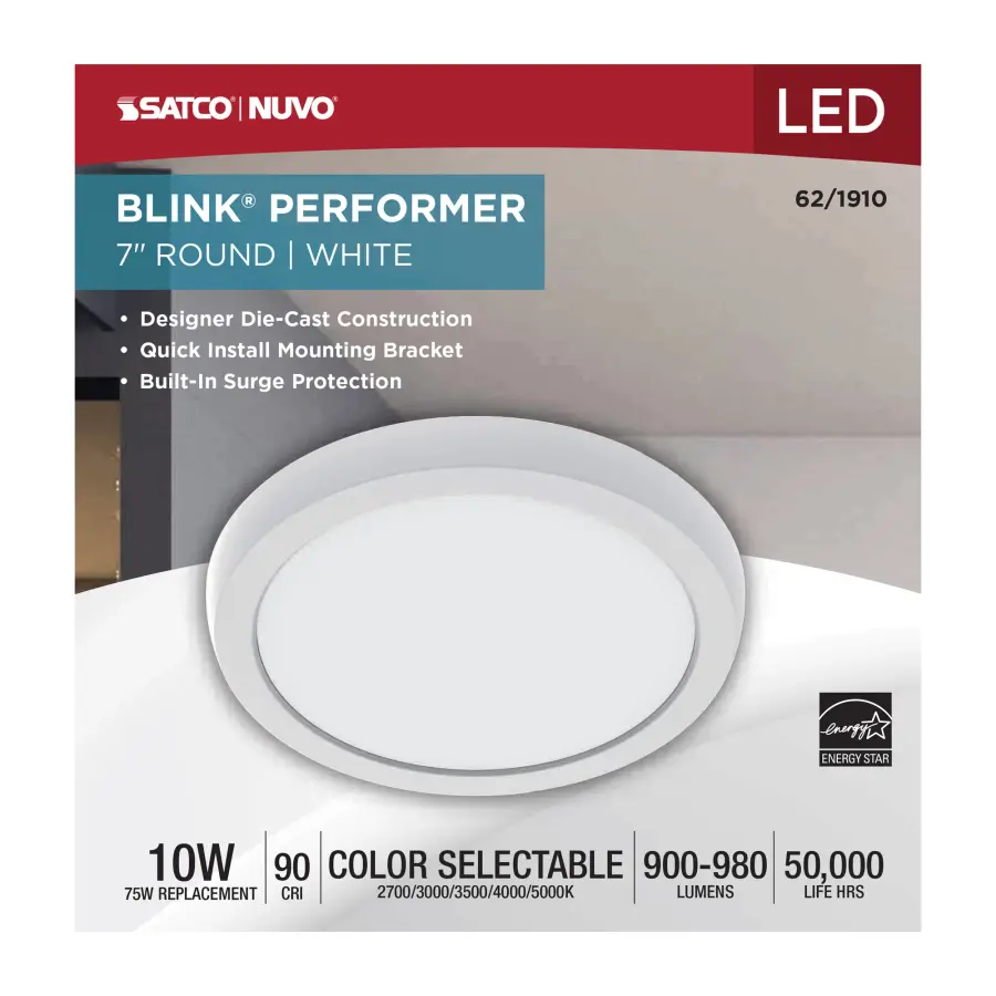 Blink Performer 7" Round LED Flush Mount in White - Image 5